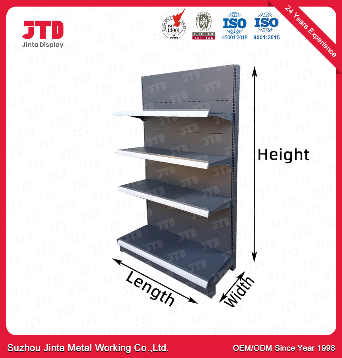 Powder Coated Grocery Store Shop Display Shelving Gondola Supermarket Shelving