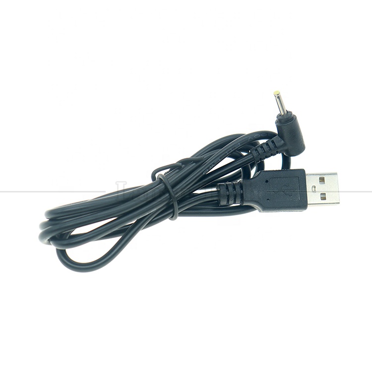 90 Degree Right Angle Black White 24AWG 2A Charging Current 1m USB to 2.5x0.7mm DC Charger Cable