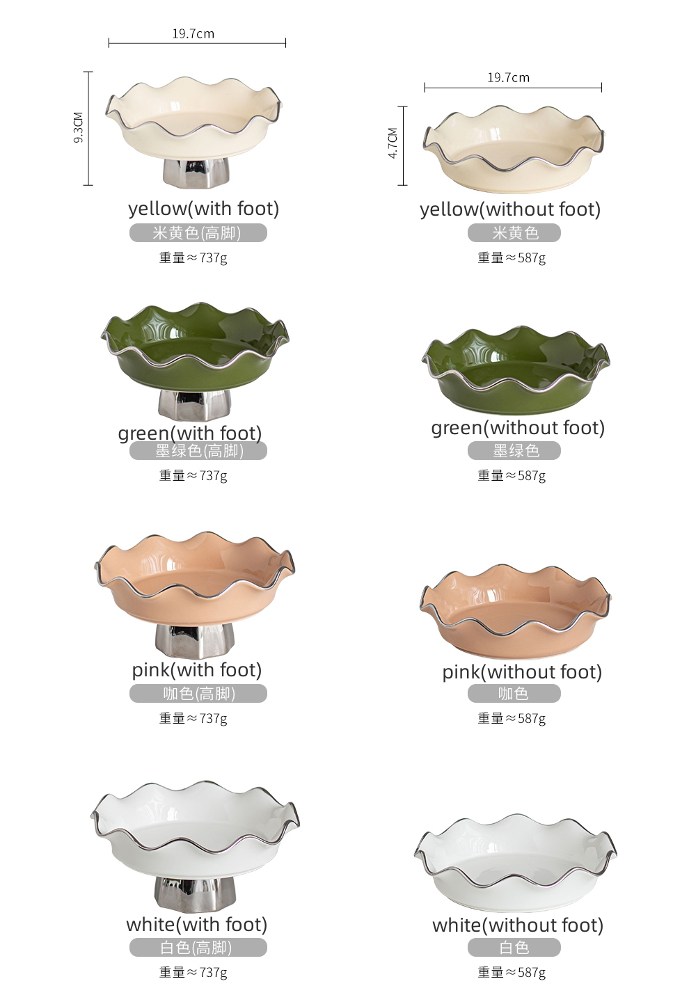 Porcelain Fruit Bowl On Sliver Stand For Serving Desserts And Snacks In European Style