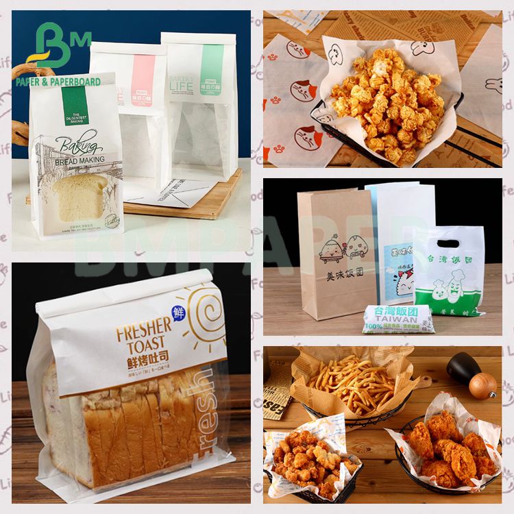 50 gsm + 10 gsm Single - Side Glossy PE Coated White Kraft Food Paper