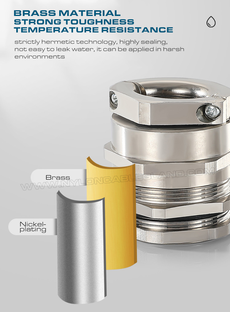 EMC (RFI) Cable Glands Metric and PG Nickel-Plated Brass IP68 with Additional Strain Relief Clamp