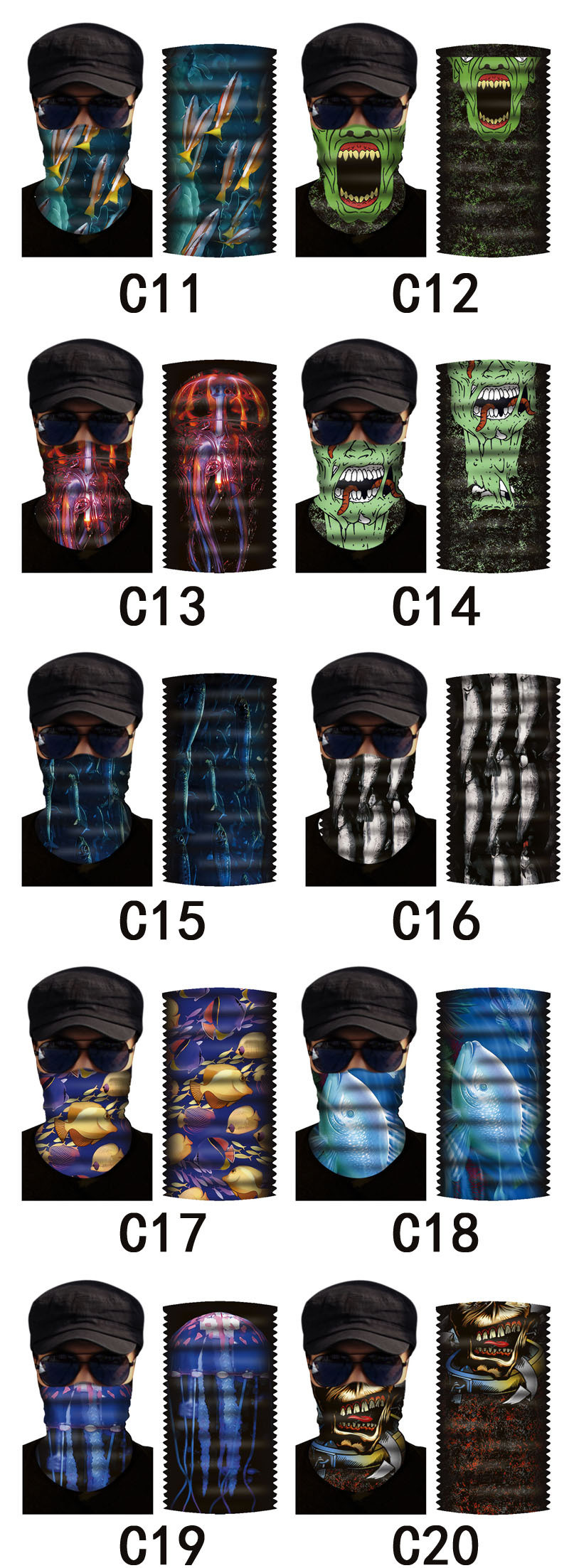 Blue Sublimation Biking Polyester Multifunctional Bandanas