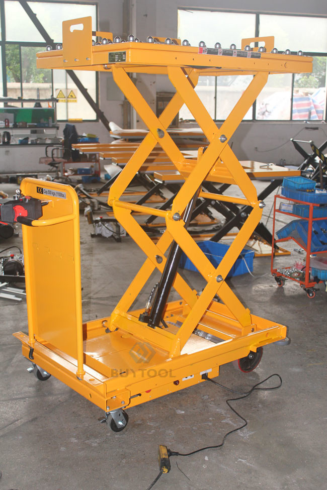 1020×610mm Mobile Lift Tables Mobile Scissor Lift Trolley With Balls 24VDC