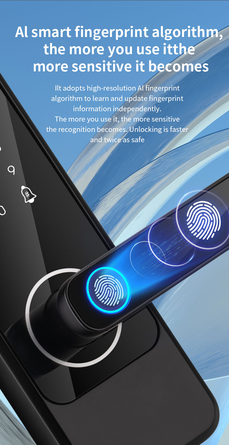Alkaline Battery Electric Door Lock Fingerprint Aluminum Alloy Smart Locks For Home
