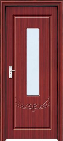 Solid Core Interior PVC Wood Doors From China Manufacturing, with clear tempered
