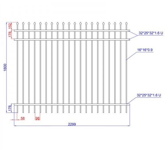 Simple Installation 2.1m Steel Tubular Fencing 3-Rail Design Residential