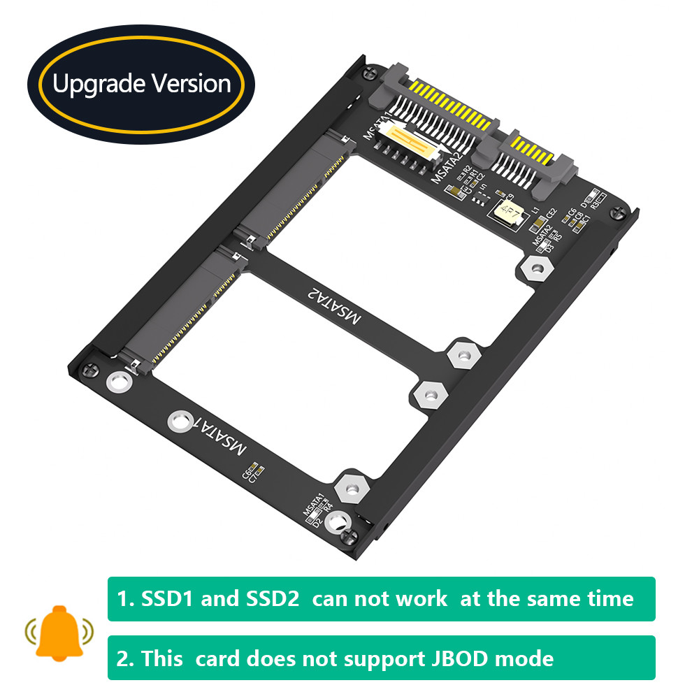 Metal Case Dual mSATA SSD To 2.5" SATA3.0 6Gbps Adapter Card With Enclosure Socket mSATA to SATA Adapter Riser mSATA SSD Adapter