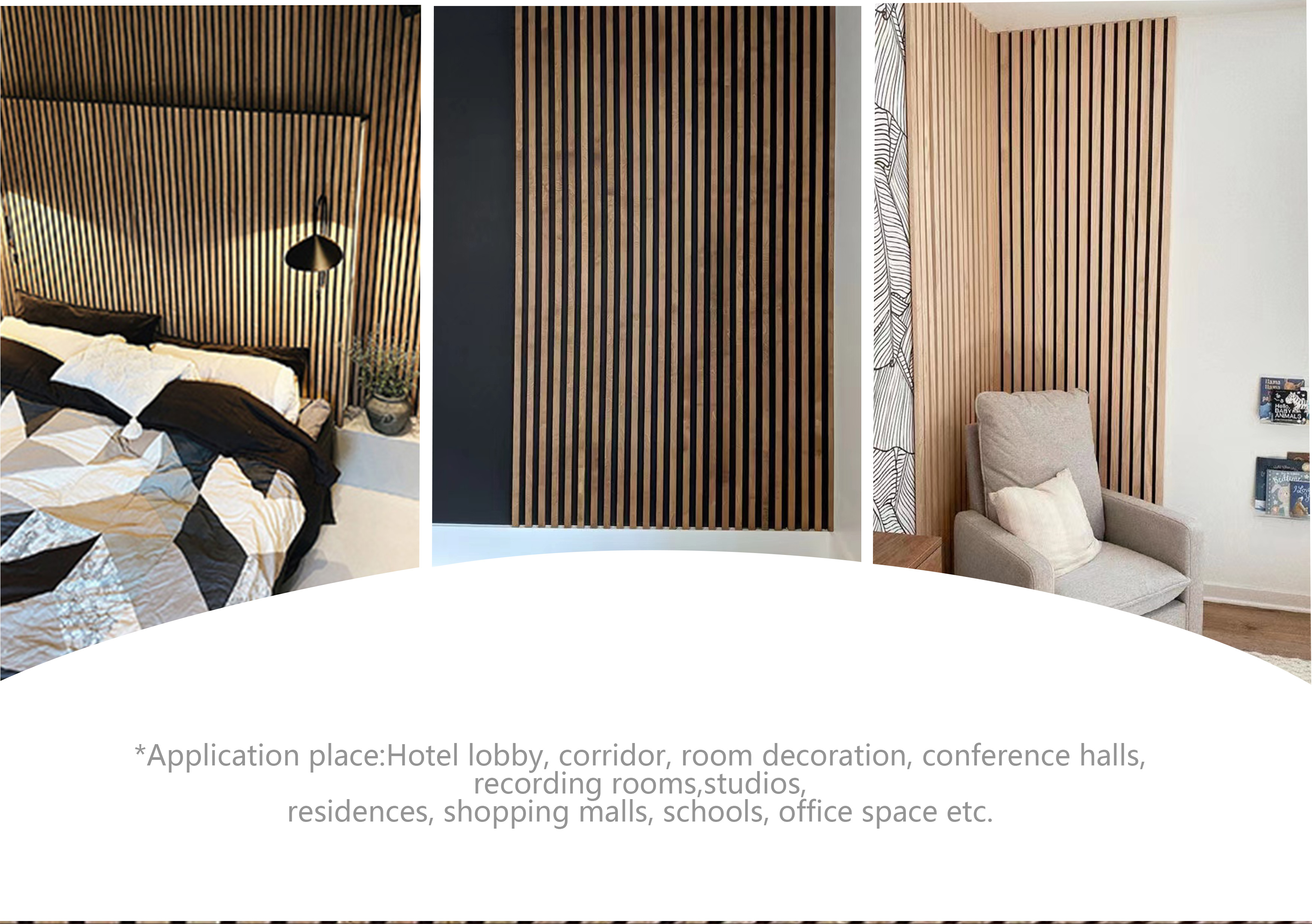 Wooden Slats Wall MDF Wood Veneer Pet Acoustic Panel for Office Building Wall Covering