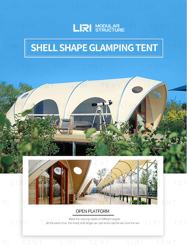Customized Luxury Glamping Tents Holiday Hotel Dessert Shell Shape For Resorts