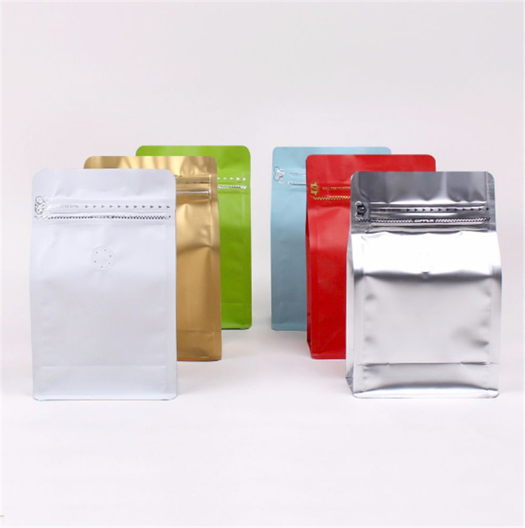Custom logo coffee beans plastic zipper bag self-sealing coffee pouch with air valve