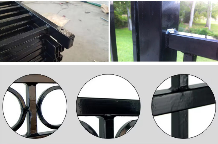1.8x3M Spearhead Iron Fence Panels Black Tubular Metal Fencing
