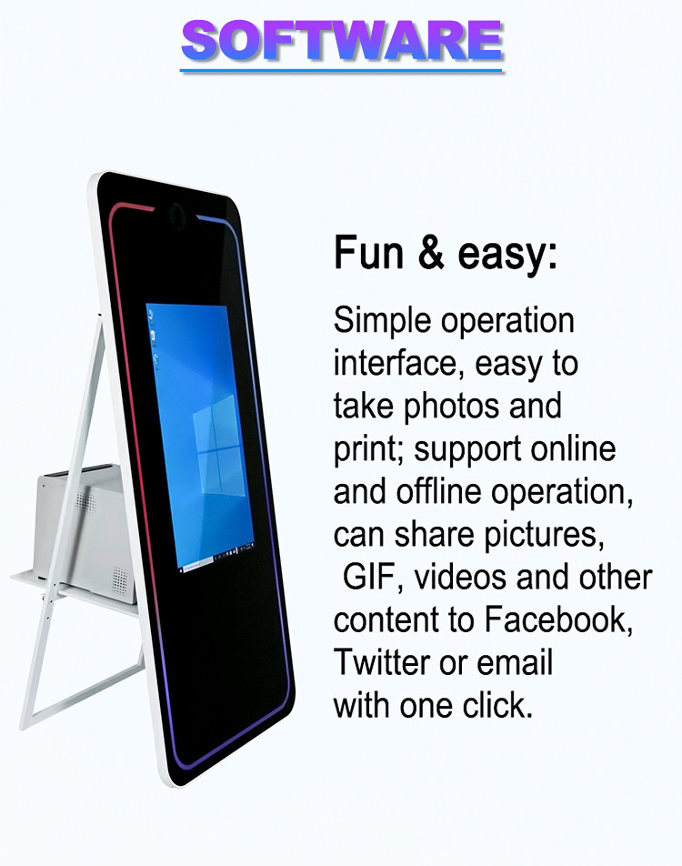 Printer Kiosk Mirror Me Photo Booth Picture Mirror Booth Oval With Camera