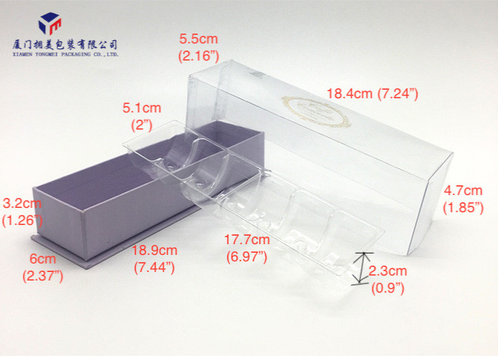 Macaroon Custom Plastic Box Packaging Rectangle PET Cover / Hard Paper Base