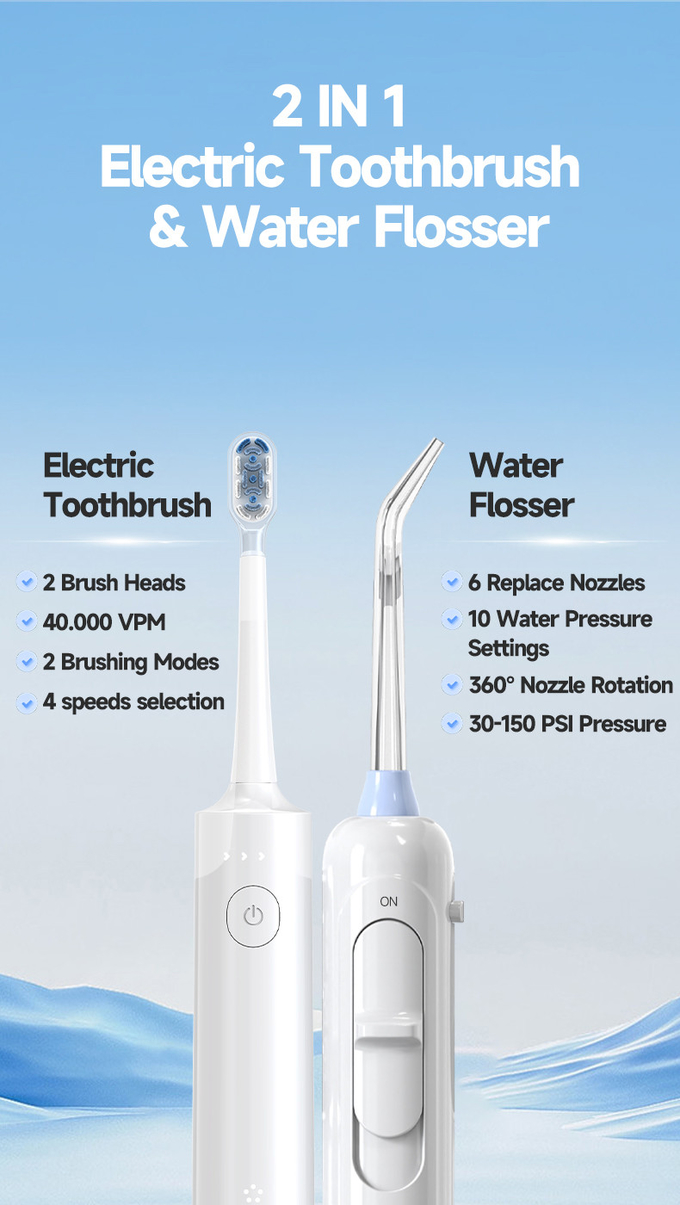 Oral Irrigator 1000ml Teeth Washing Machine Display Screen 2IN1 Electric Water Flosser with Toothbrush