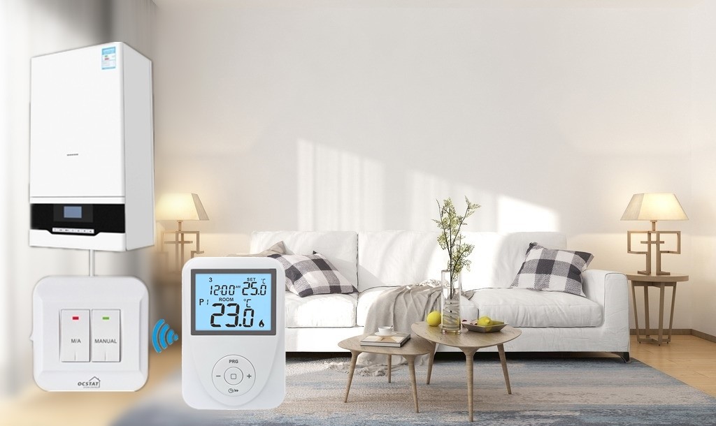 Seven Day Programmable Gas Heater Thermostat With Digital LED Display Vertical Style