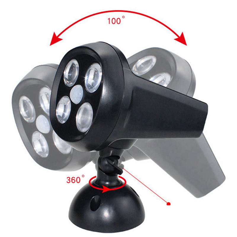 2000mAh 6W 300LMs Solar Powered Pir Led Wall Light / 4 Led Solar Light