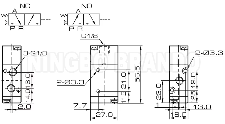 3A110-06 1/8'' Pneumatic Air Pilot Valve 3 Way 2 Position