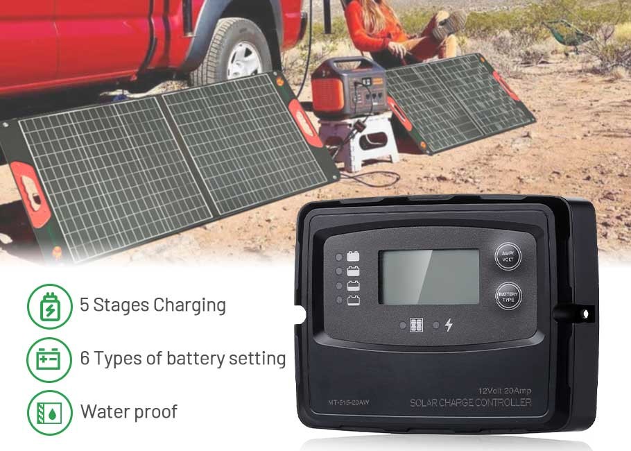 Digital Smart 12 Volt 10A PWM Solar Charge Controller IP67 Waterproof