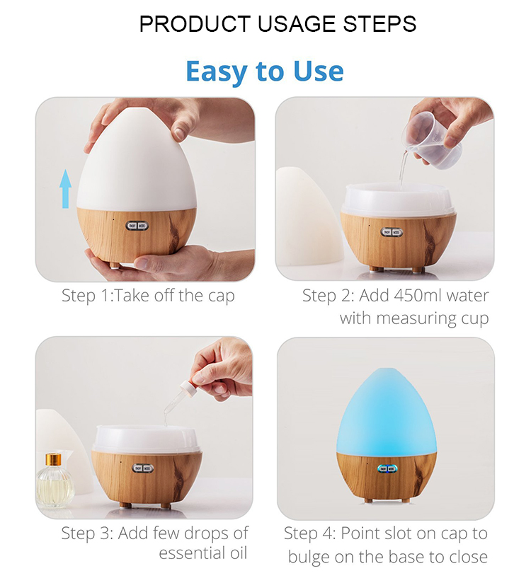 Bluetooth & App Audio Ultrasonic Cool Mist Humidifier Egg Shape With Colorful Lights
