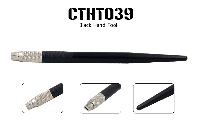 Handmade Permanent Make Up Manual Tattoo Pen In Black , Easy Control