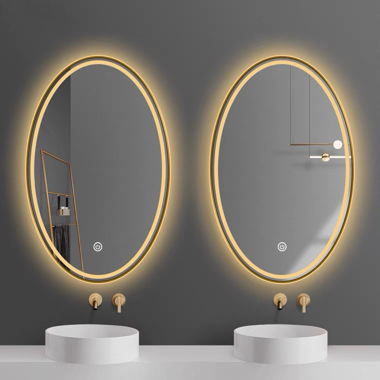 Oval Shape Glass Wall Mounted Vanity Mirror With Defogging Screen