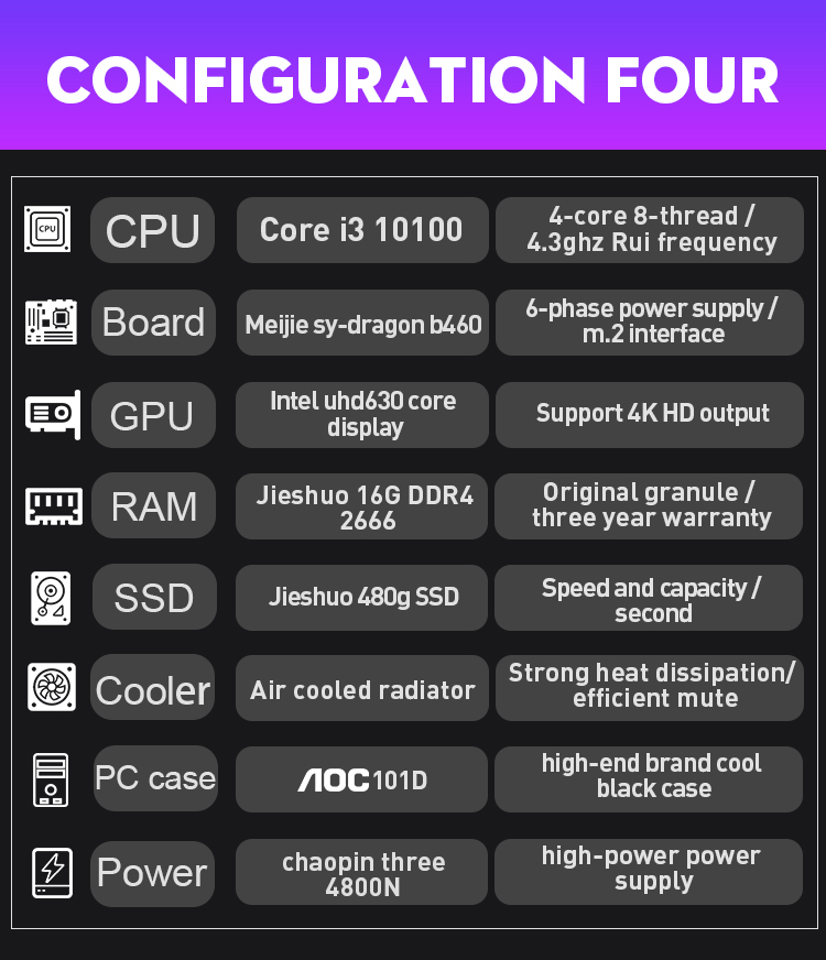 Core I3 10100 Gaming PC Desktops