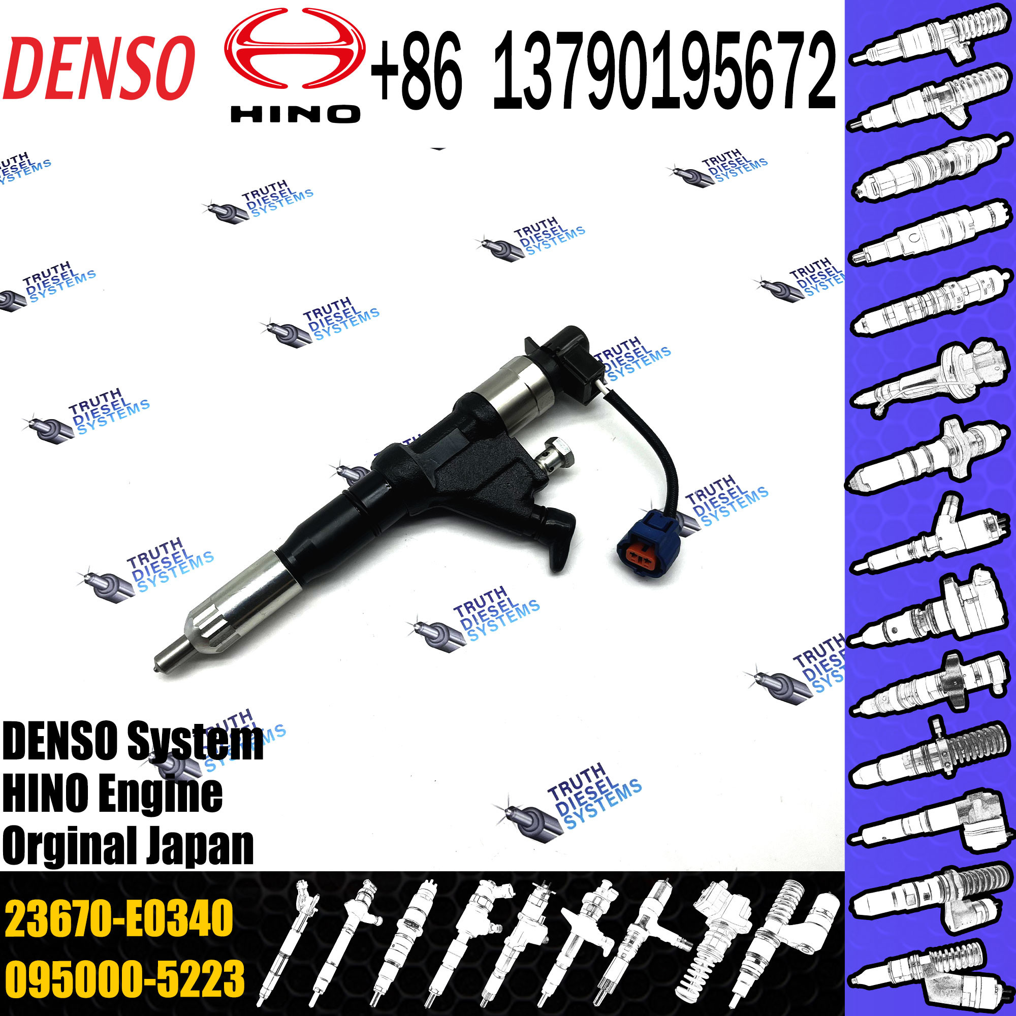 For Hi-no E13C Common Rail De-nso Common Rail Diesel Fuel Injector Diesel 095000-5220 095000-5226 095000-5224 23670-E034