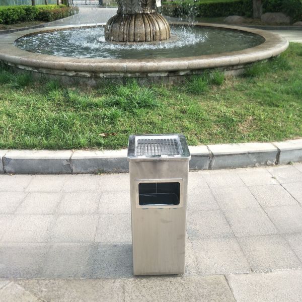 Quality Commercial Trash Can Hotel Lobby Vertical Rust Steel with Ashtray Trash Hotel Lobby Corridor Flame Retardant Paper Baskets for sale