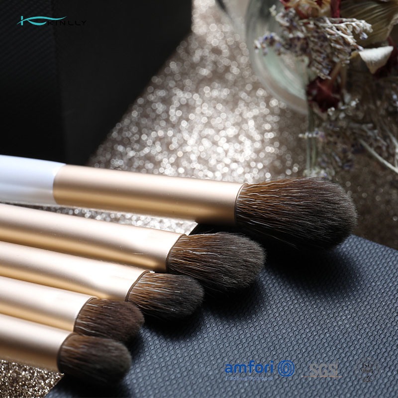 5PCS Shiny White ISO9001 Synthetic Hair Makeup Brush
