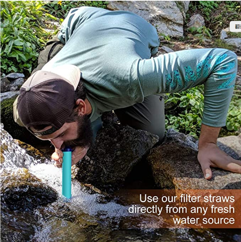 Emergency Camping Water Filter Straw Drinking Purifier Backpacking Hiking Outdoor Survival