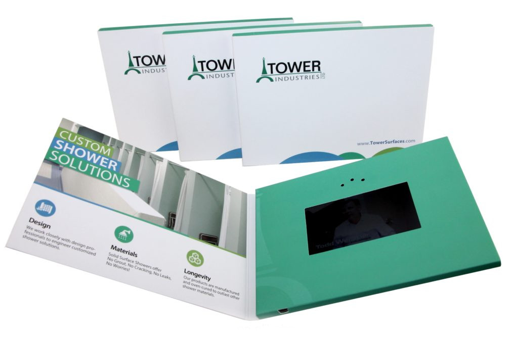 direct maile video brochure card, 7 inch video in print custom video packaging for marketing