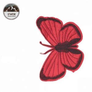 Red Butterfly Sew On Embroidered Patches Customized Size For Hats / Shoes