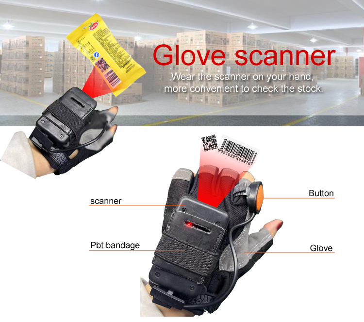 Scan Speed 300 Times/s Mini BT Inventory Scanner for Accurate Stock Check on Your Hand