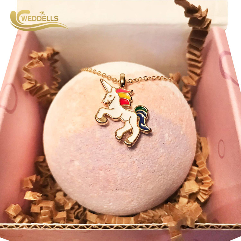 Birthday Gift Unicorn 5OZ Kids Surprise Bath Bombs With Necklace