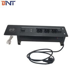 Built in wireless charger motorized rotate table socket with EU power plug