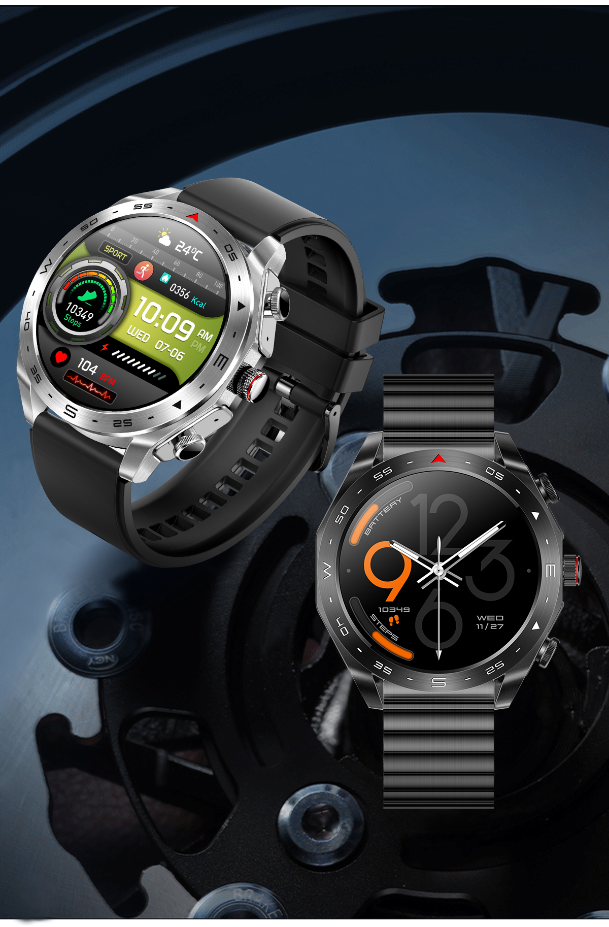 IPS Screen IP67 Waterproof Wireless Earphone Smart Watch Music Bracelet 1.52 Quot