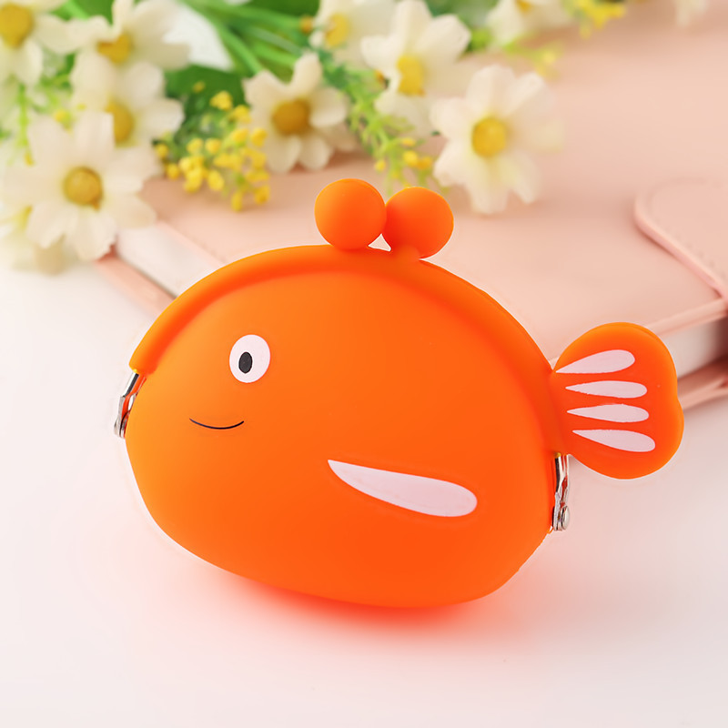 Cartoon Animal Silicone Fish Coin Wallets Purse Headset Bag For School Prize Gifts Wallet Bag Christmas Birthday Kidgift