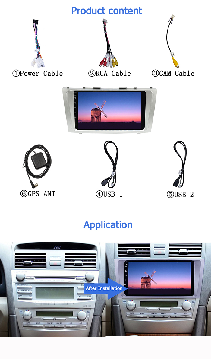 Android 2GB 32GB Car DVD player with GPS WIFI Mirrorlink Navigation Radio for Toyota Camry 2007-2011