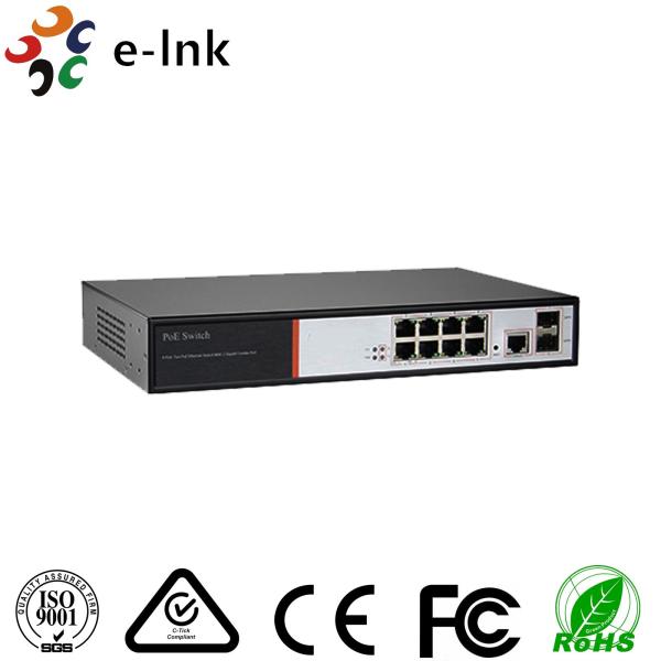 Industrial Managed Ethernet Switch 8 Port 10 / 100M PoE + 2 port 1000M SFP + 1