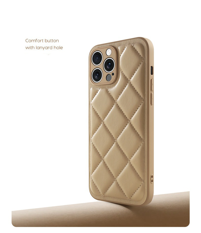 PU Lingge Winter Down Jacket Mobile Phone Cases for iPhone 15 Pro Max Lingge Material