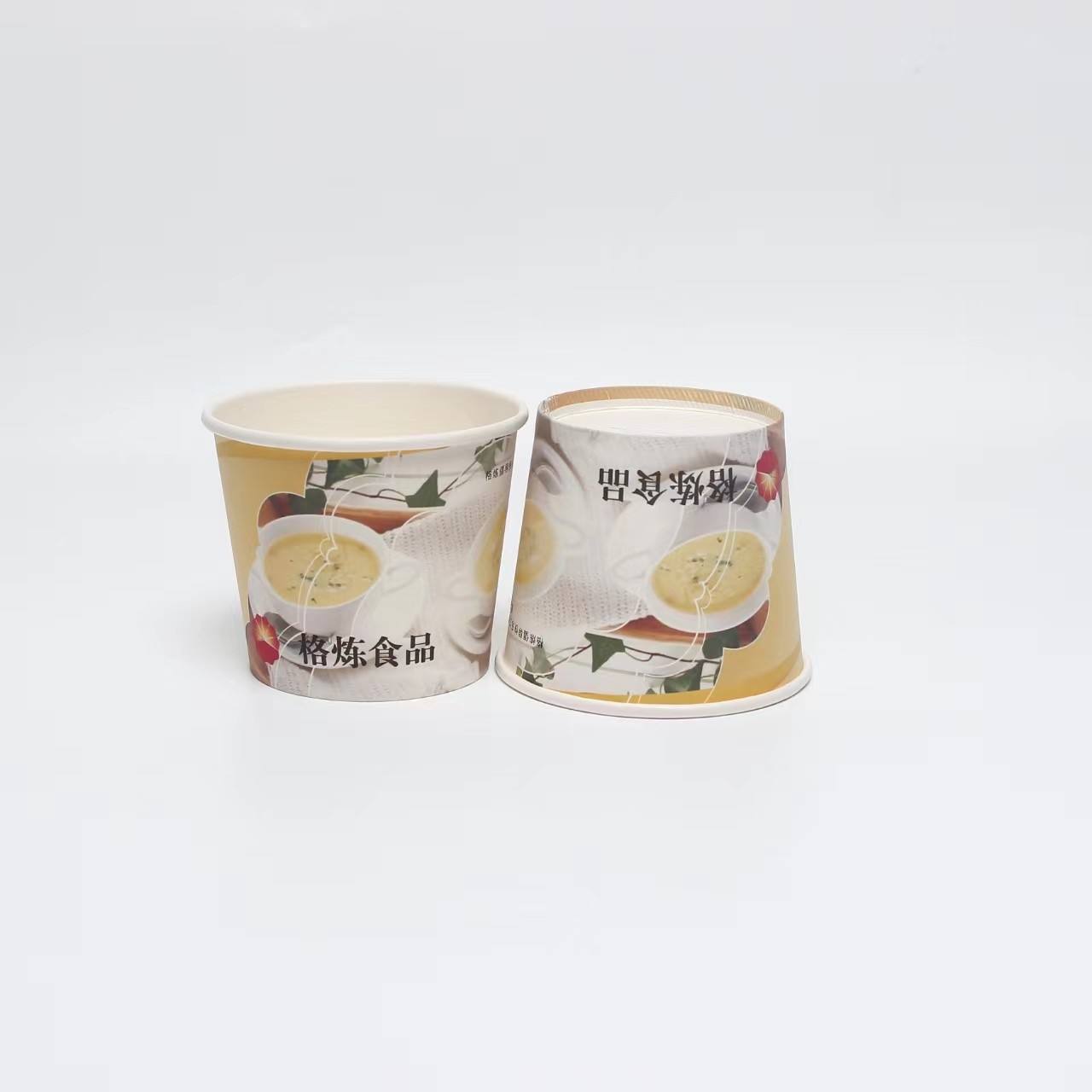 Customized disposable paper bowl round thickened take-out paper soup cup and lid food packaging wholesale