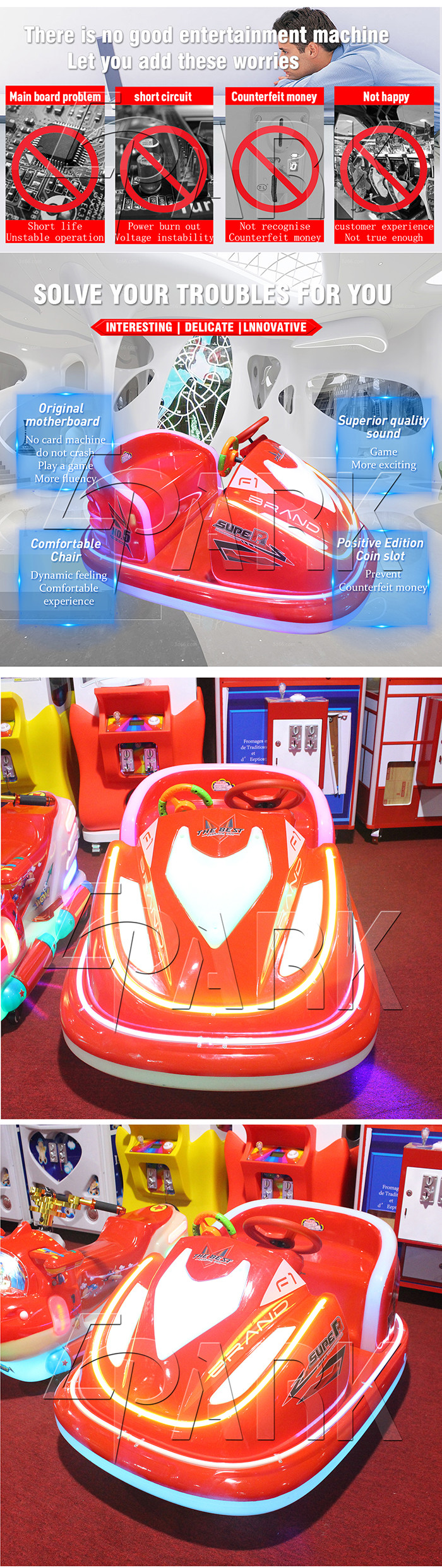 Funfair Kids Bumper Car Remote Control With 360 Degree Rotation Function
