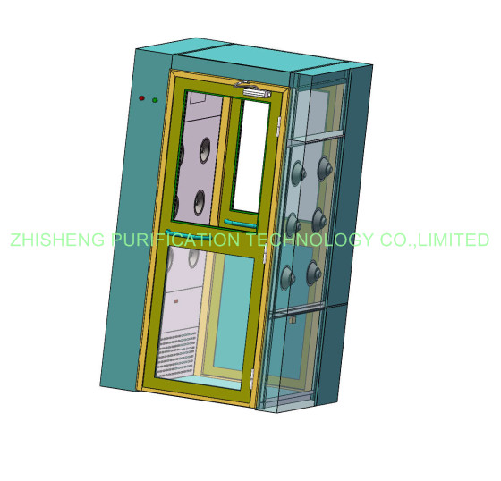 Small 1 Person Air Shower Clean Room With Green And Red Indicator Lights