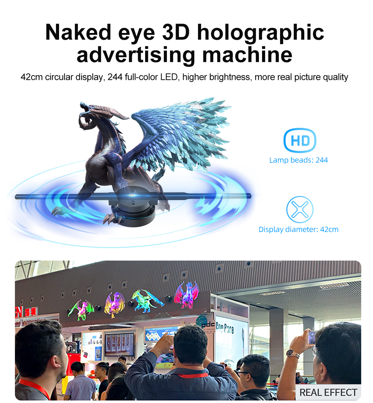 52cm 4 Blades Holographic Advertising Fan High Resolution 3D Hologram Technology by OEM