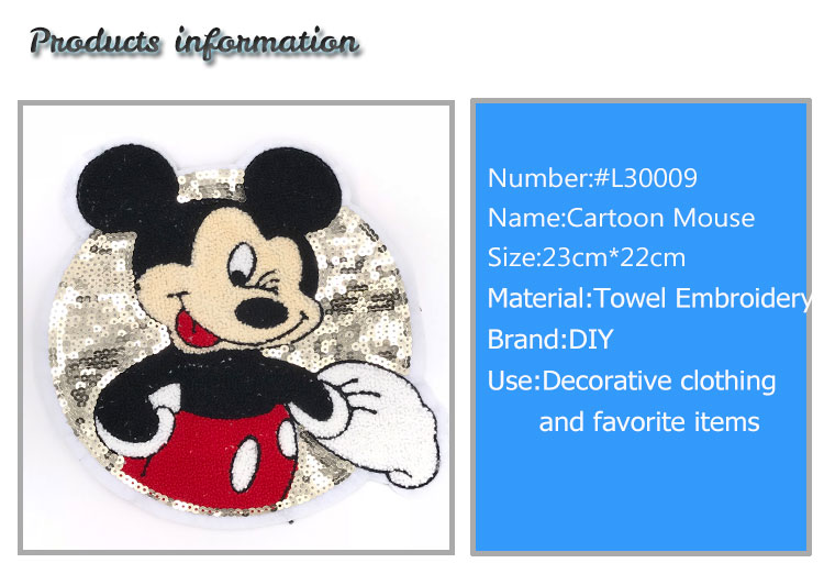 Cartoon Mouse Disney Embroidered Patches , Popular Disney Sew On Patches Custom Color