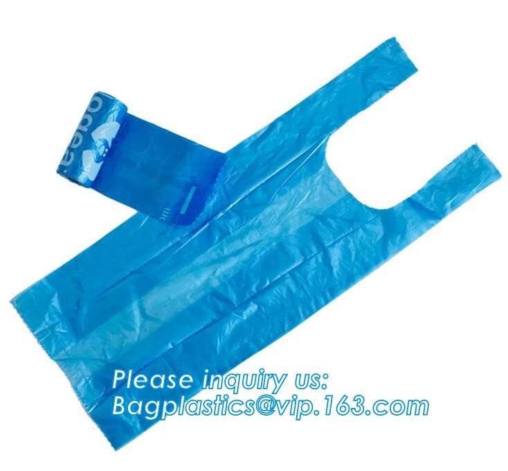 plastic t-shirt shape bag/ diaper sack bag with powder scent, biodegradable custom baby disposable diaper nappy bag, pac