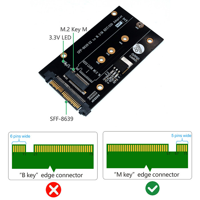 M.2 NGFF Key Electronics Computers Accessories M SSD To SFF-8639 U.2 Adapter