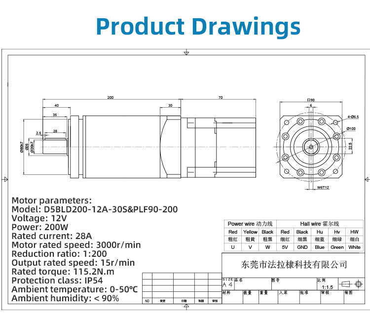 Customized Brushless DC Motor BLDC Drip Proof With Planetary Gearbox