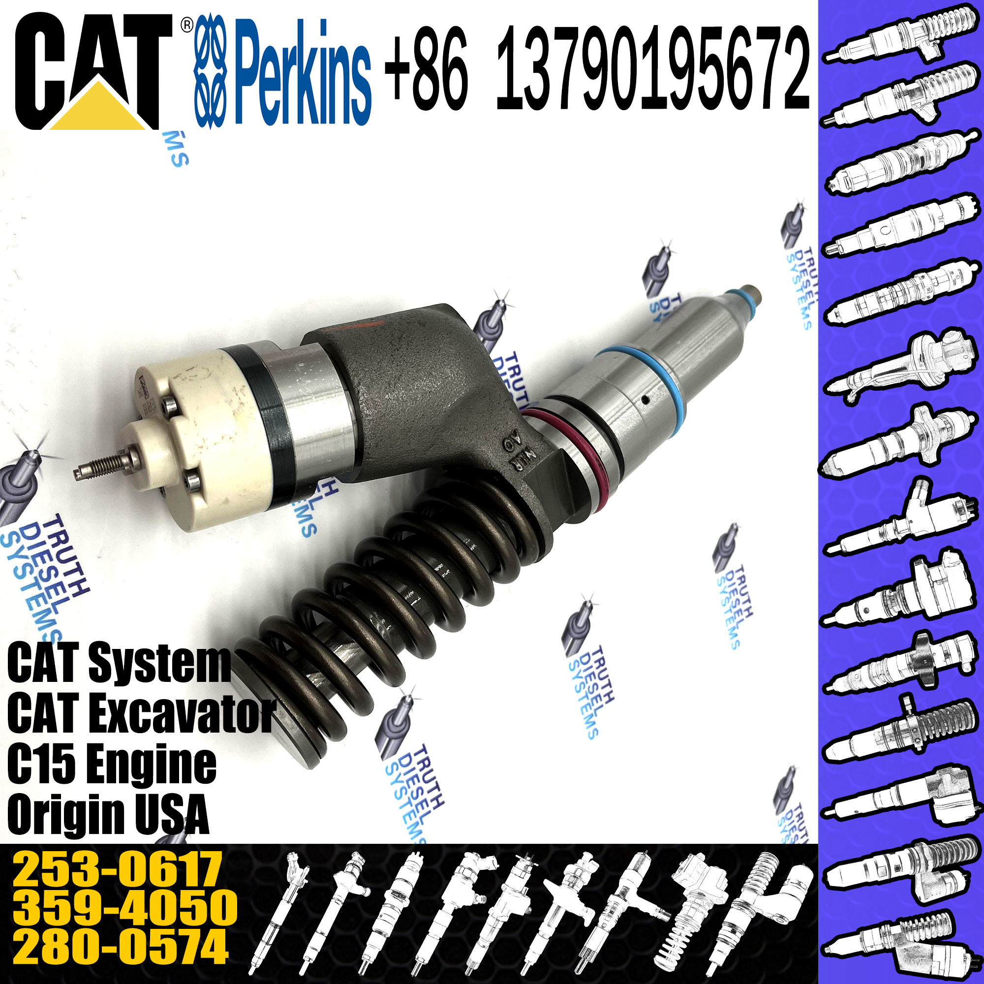 Excavator Diesel Engine Fuel Injector 253-0616 Diesel Engine Spare Parts
