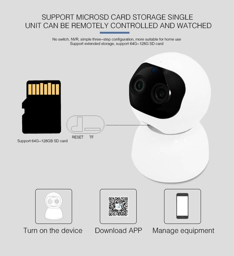 ABS Material Indoor Home Security Cctv Camera with Binocular lens Night Vision